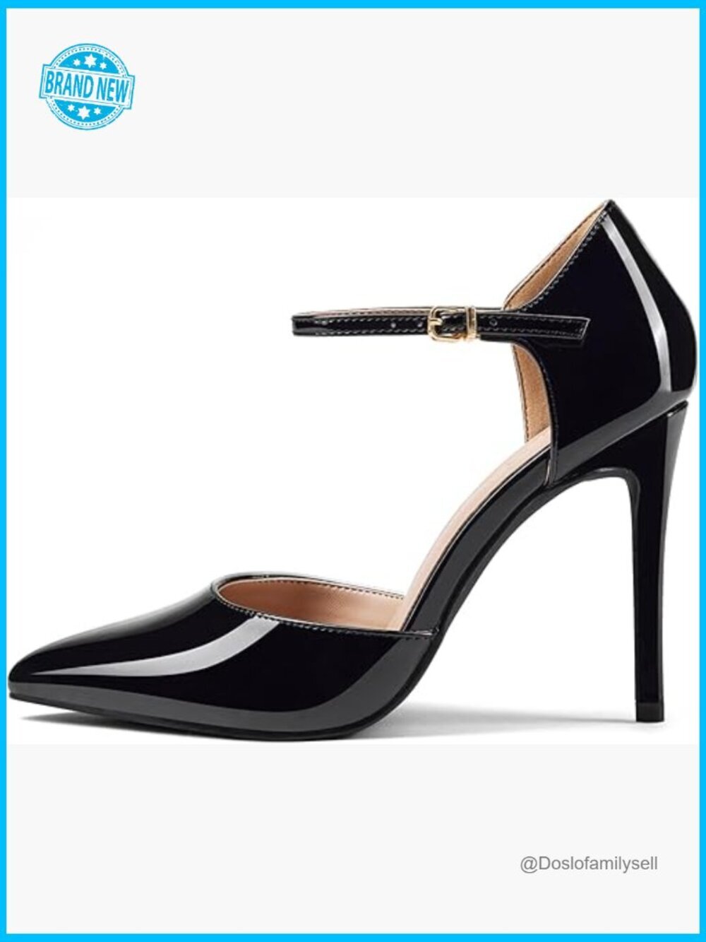 Stiletto Heels Adjustable Ankle Strap D'Orsay Pointed Closed Toe Pumps